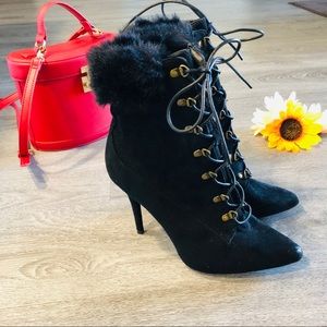 Fur Trimmed Stiletto Booties
